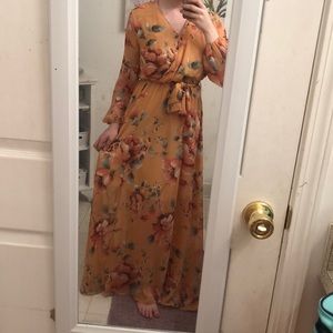 floral long sleeved Maxi dress
